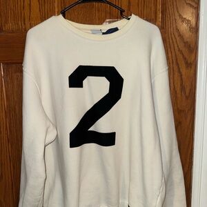 Zara Cream Crewneck Sweater with Black '2' Graphic